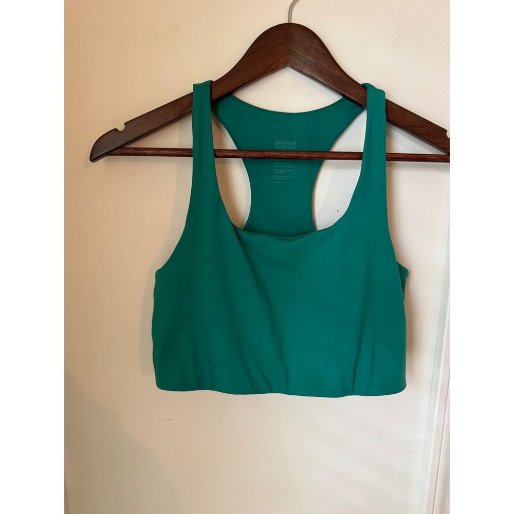 Girlfriend Collective Paloma Bra Emerald Green Racerback Sports Bra Medium‎